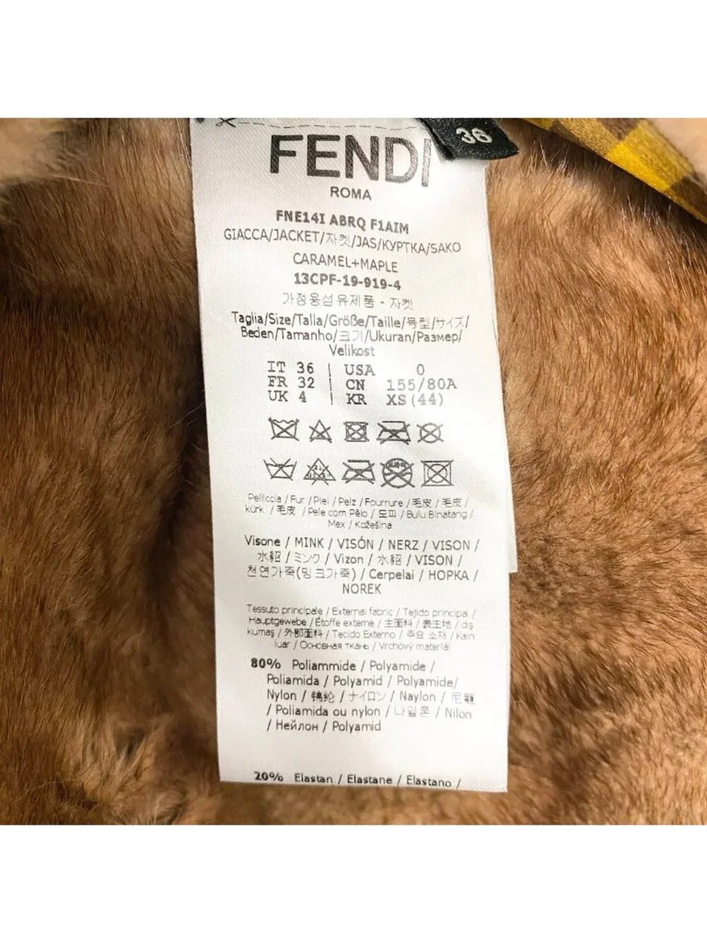 Fendi Pastel Mink Fabric Reversible Fur Coat Jacket Check 36 Brown - Picture 14 of 15